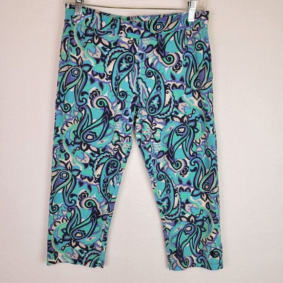 Coolibar Womens UPF Floral Pull On Stretch Capris Shorts Size Small Blue Summer - Picture 5 of 5